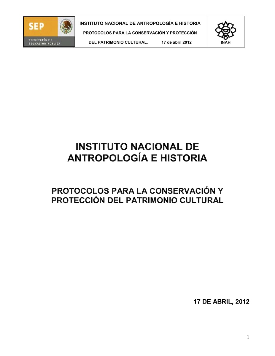 Protocolos para la Conservación y Protección del Patrimonio Cultural INAH